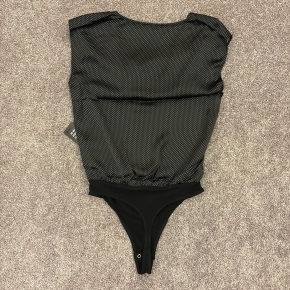 Express Women's Bodysuit Size XS Satin Polka Dot Cowl Neck Gramercy NWT $64 - Picture 7 of 15